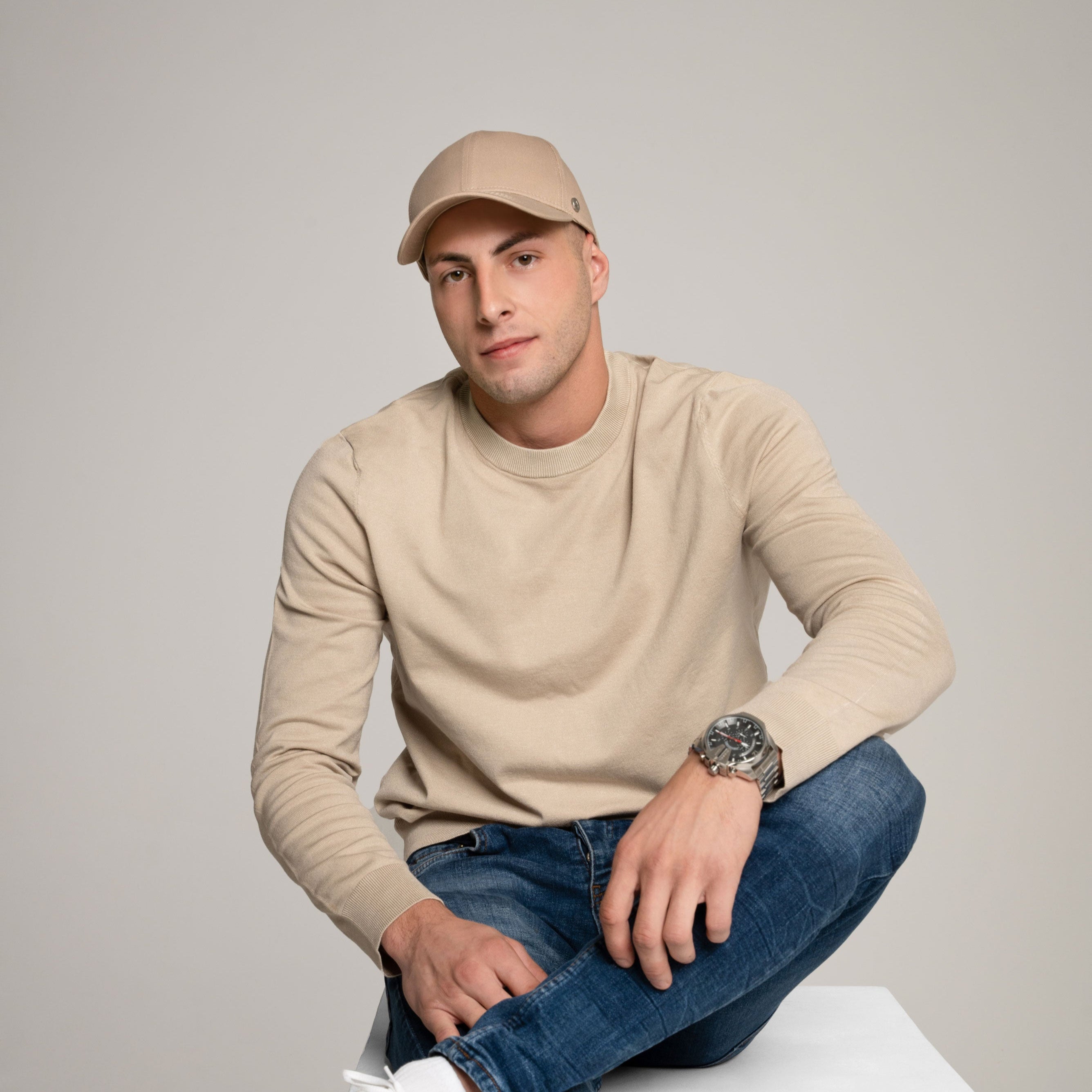 Minimalist Beige Men's Cap