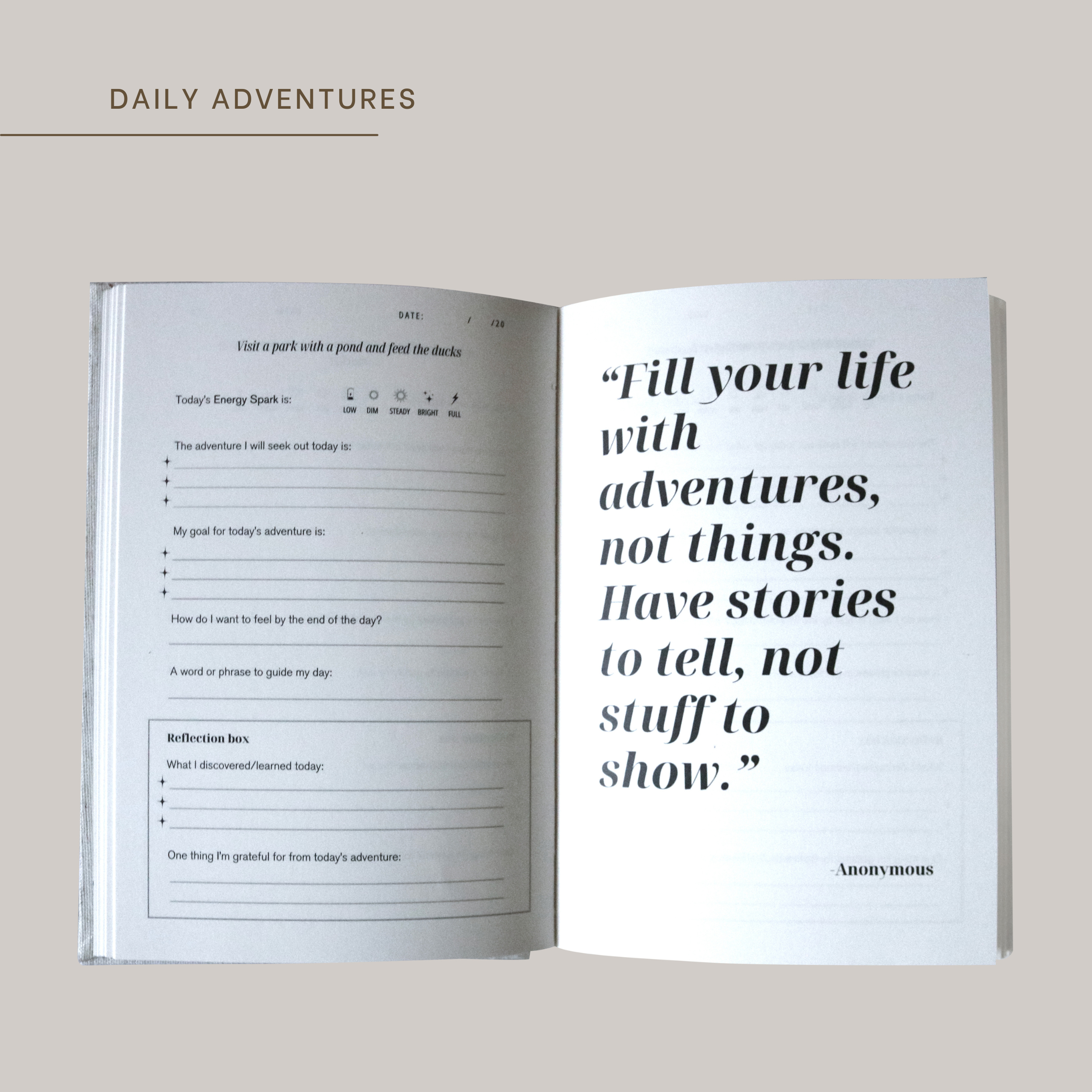 Daily Adventure Journal - unique prompts for a brighter day